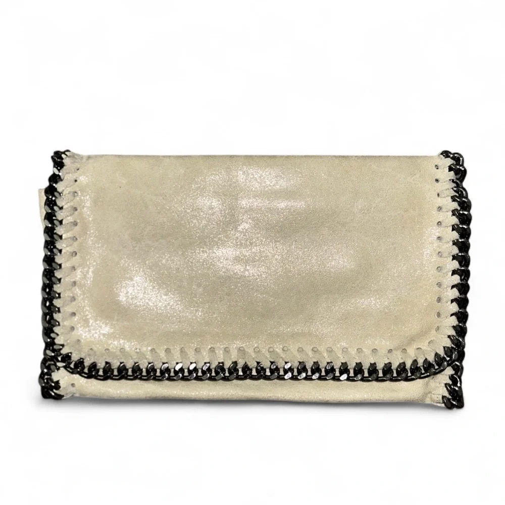 Leather Cream Chain-Trimmed Women's Bag